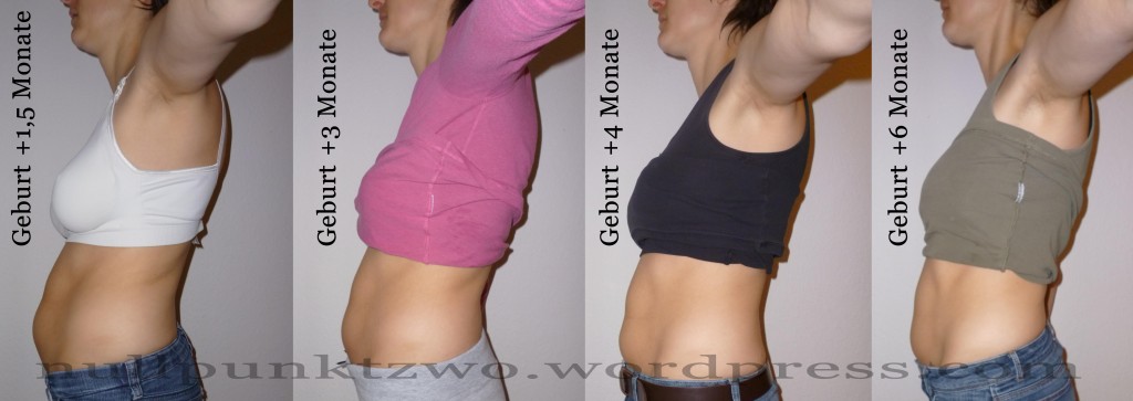 Bauch 1,5, 3, 4, 6 Monate nach der Geburt Bauch 1,5, 3, 4, 6 Monate nach der Geburt