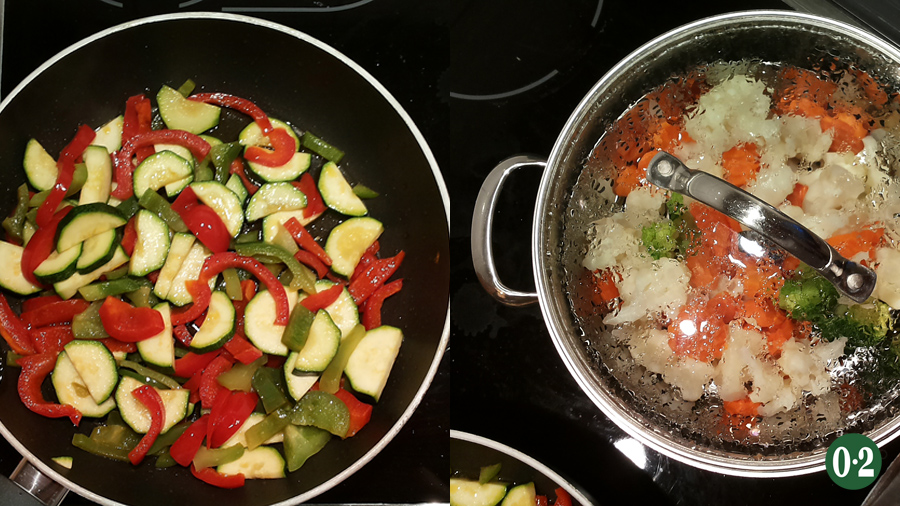 Hartes Gemuese fuer Quiche vorgaren